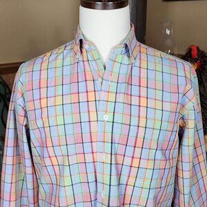 Alan Flusser Multicolor Check Button Down Oxford Shirt Size M